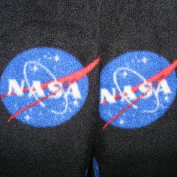 BUZZ ALDRIN NASA Lounge Pants, XL, Black, LOGO, Fleece, Elastic Waist/Drawstring - Picture 2 of 7